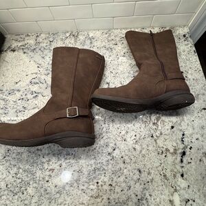 Vintage Merrell Tall Brown Leather Waterproof Boots w/Buckle, Women’s Size 9